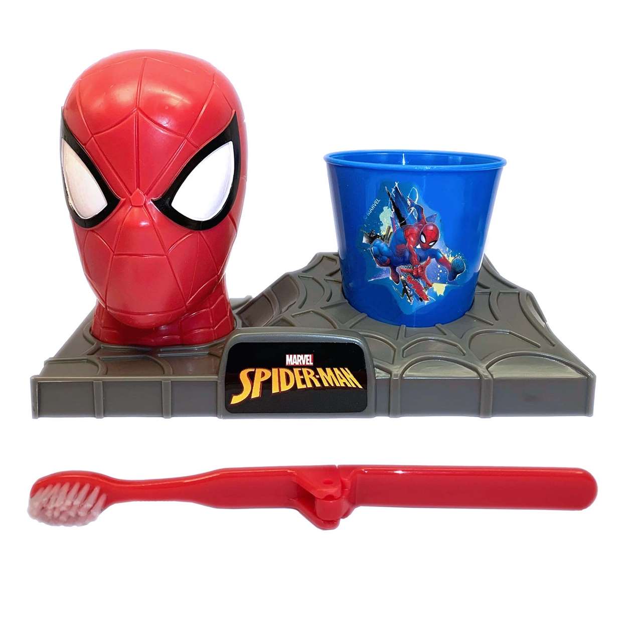 Spiderman Great Smile Toothbrush Holder, Toothbrush & Rinse 