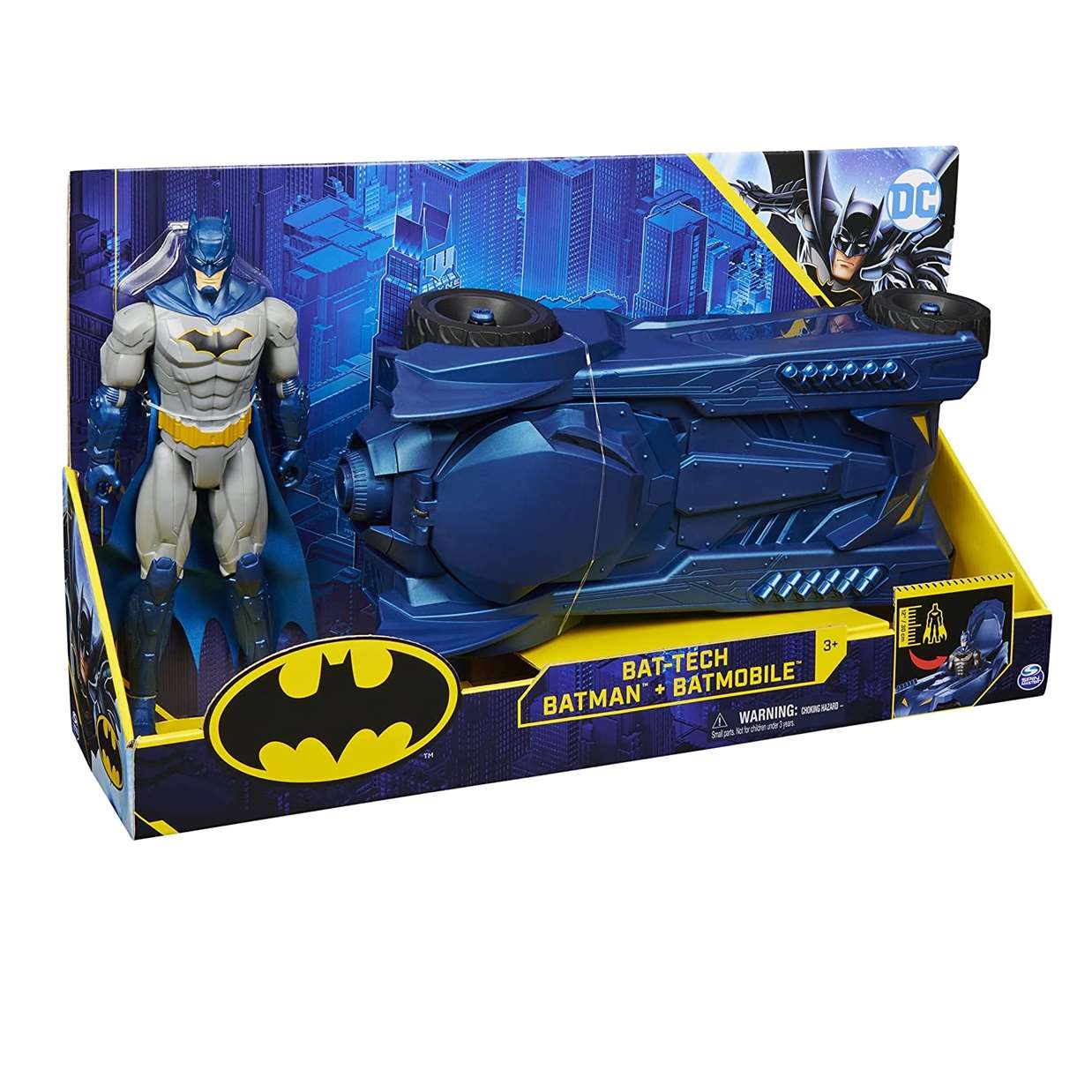 Pack Bat Tech Batman + Batmobile Figura The Caped Crusader