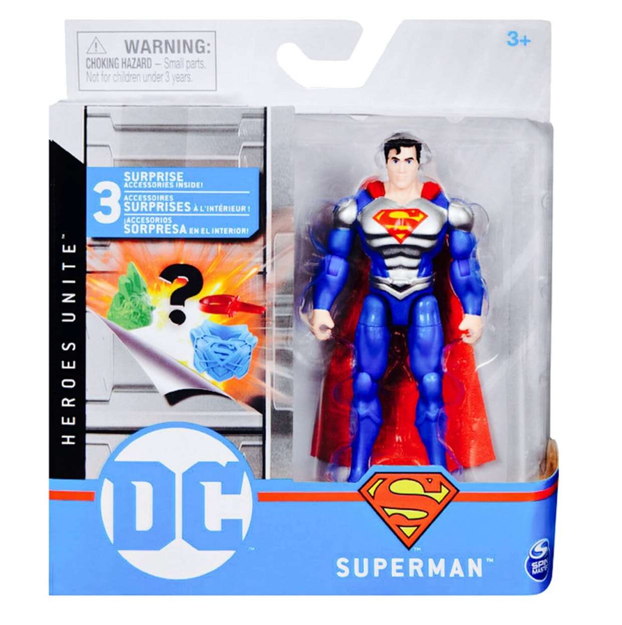 Superman Silver Metallic Figura Dc Heroes Unite Spin Master 